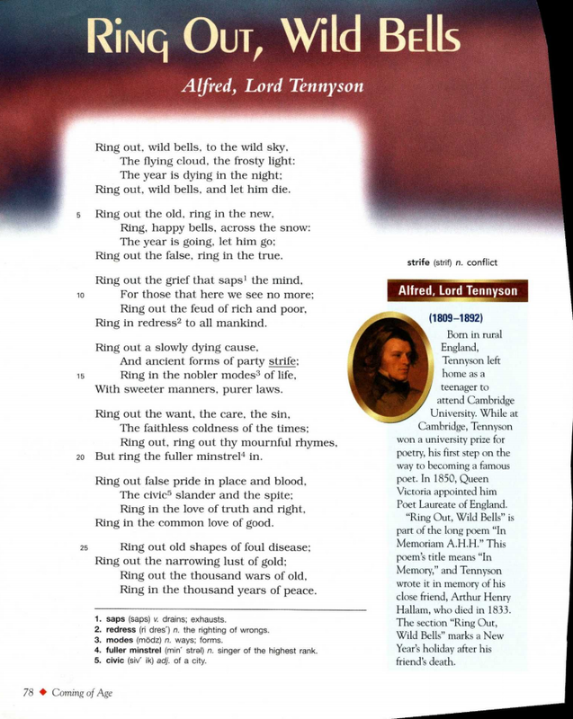 Ring Out, Wild Bells by Alfred Lord Tennyson |Analysis| Summary | Complete  Explanation | Form, Theme - YouTube